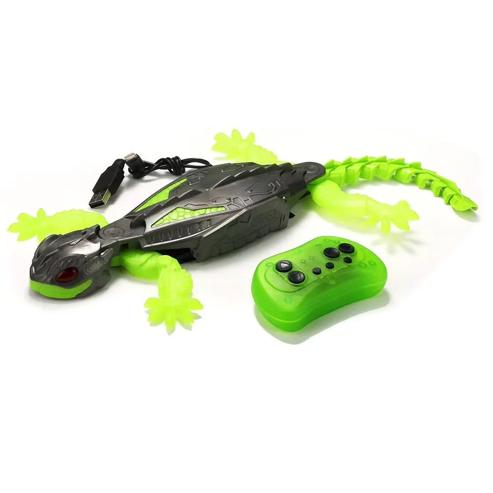 Wall Climbing RC Gecko Toy Rechargeable Remote Control Lizard with LED Eyes Dual Mode for Floor  Wall Gift for Kids Boys 3+
