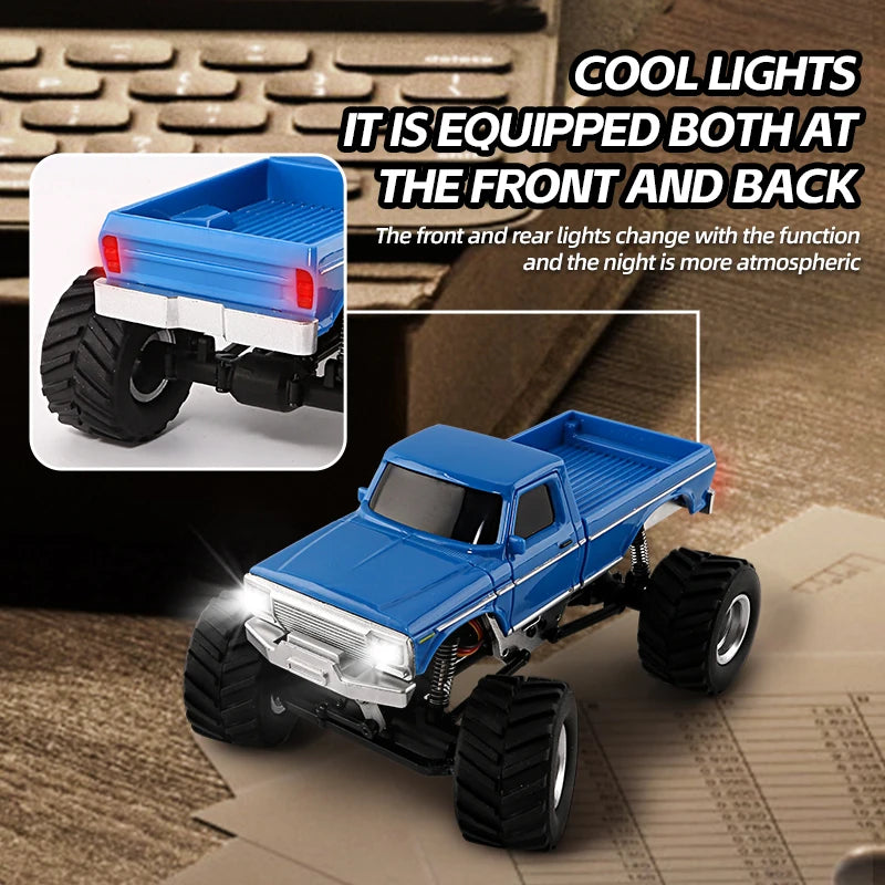 Mini RC Crawler Car 4WD Off-Road with Lights, Remote Control
